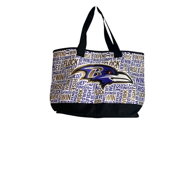 Baltimore Ravens Handbags - Baltimore Ravens Logo Large Travel Tote Bag Black White Purple Gold